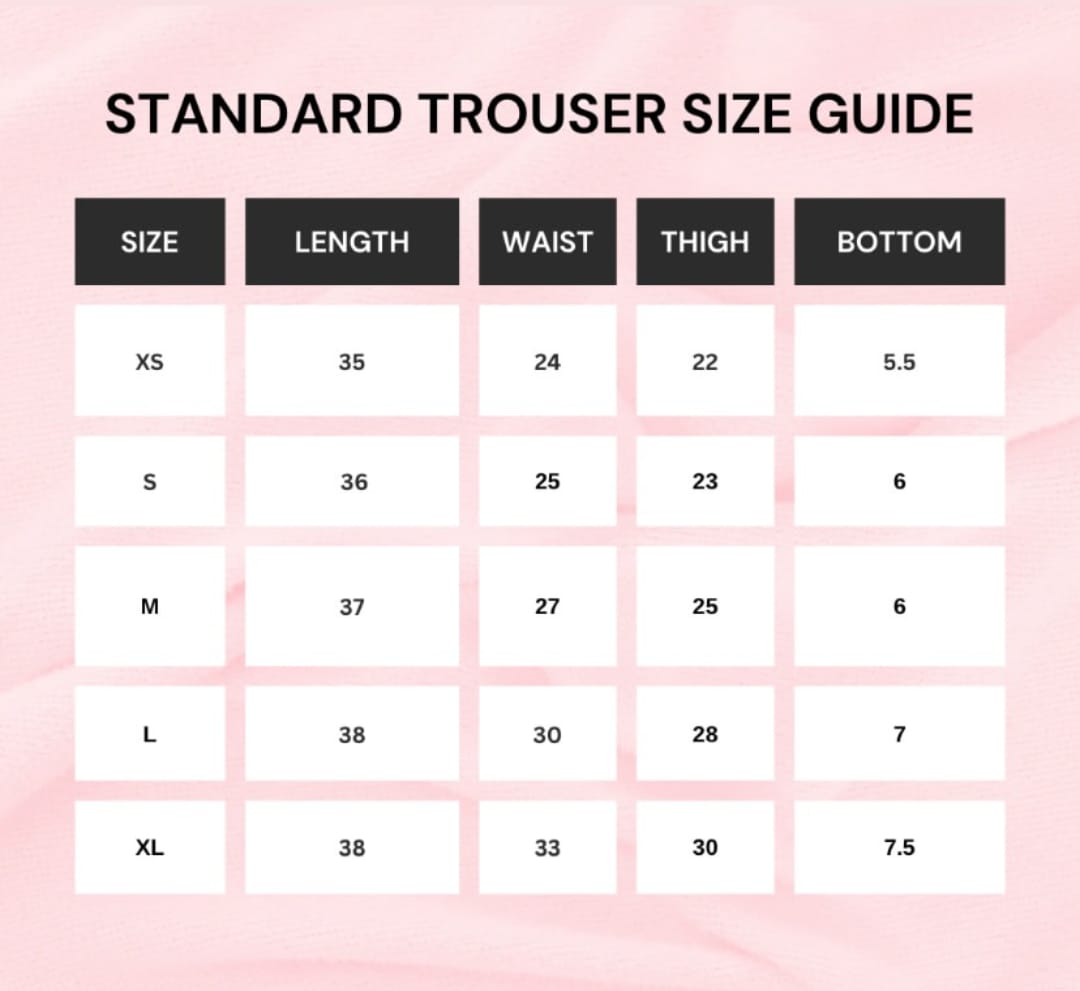 Unstitched Size Chart